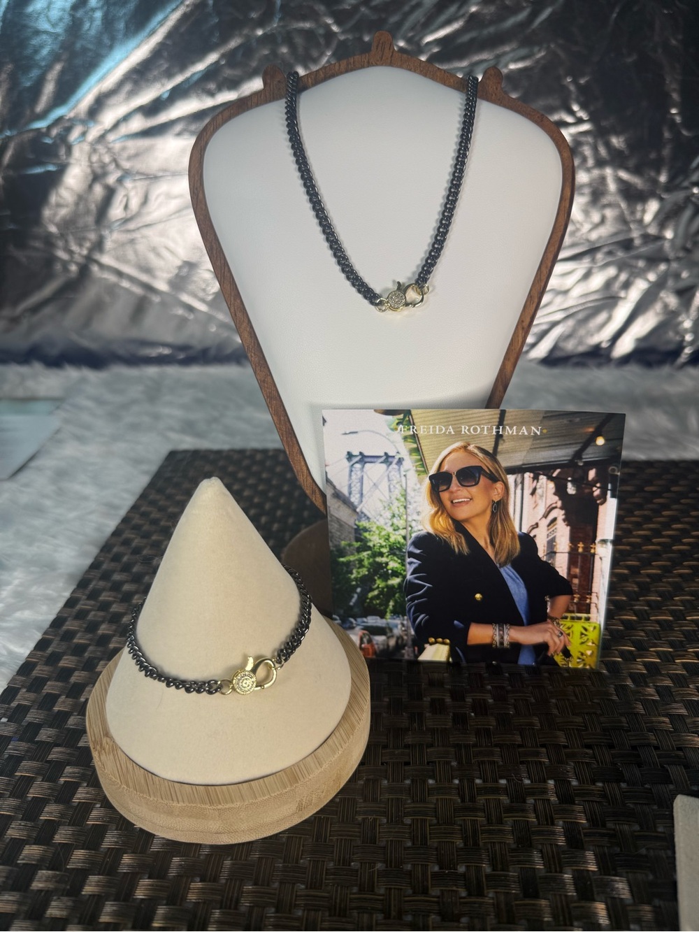 Gold-Accent Black Chain Necklace by Tréida Rothman